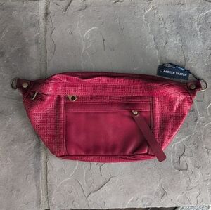 Parker Thatch Crimson Basketweave Cross Your Heart Sling - NWT